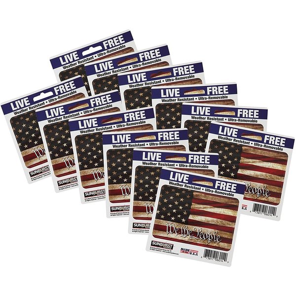 Sunburst Systems Decal We The People Flag 3 in x 4.5 in, 12-Pack PK 6214